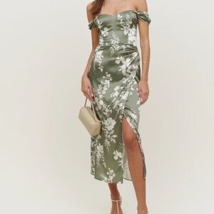 Reformation Green Floral Maxi Dress